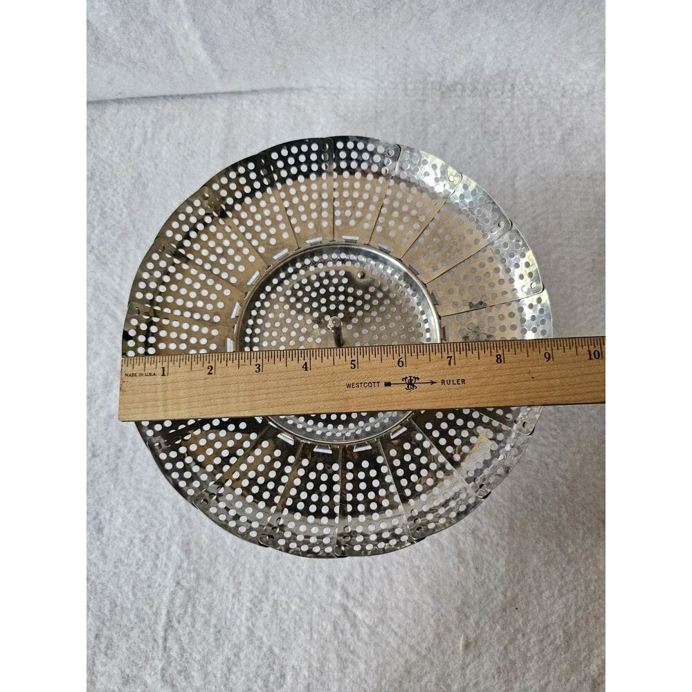 Vintage Metal Collapsible Vegetable Steamer Strainer Folding Basket with Legs